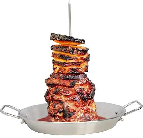 TITA-DONG Brochette Verticale en Acier Inoxydable, Support Vertical Brésilien, 3 Pointes Amovibles, Pour Shawarma Fait Maison, Churrasco
