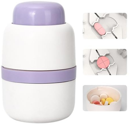 Dzmuero Taglia pastiglie, Taglia pillole di precisione, Taglia pillole, Compatto e portatile, 1 diviso in 2, 1 diviso in 4, Taglierino per medicinali multifunzionale, Scatola per medicinali (Viola)