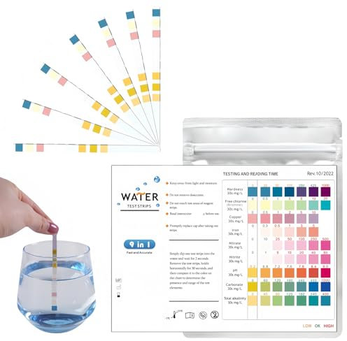 Asheyya 60-Pack Water Test Strips, Home Water Testing Kits for Drinking Water, PH, Hardness, Chlorine, Lead, Iron, Copper, Nitrate. Etc