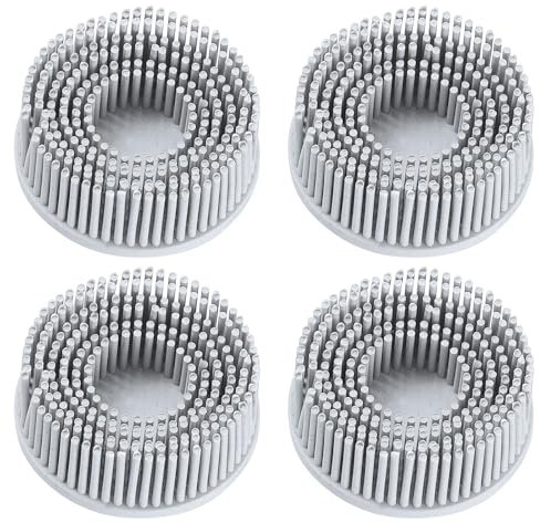 sourcing map 4pcs Bristle Disc 2 120 Grit R-Type Abrasive Brush Coarse Bristle Disc Deburring Electric Disc Brush Attachment Abrasive Coating Removal Disc for Metal, Gray
