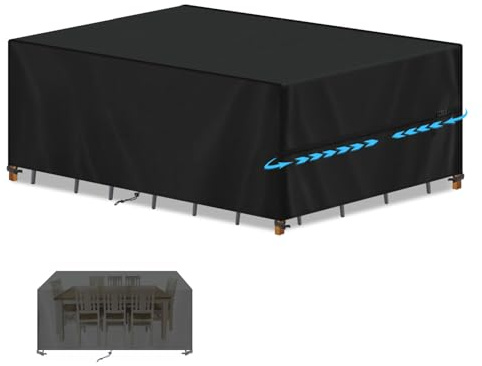 SIMPHAUS Funda Mueble de Jardin Funda Exterior Sofa,Cubre Mesa Exterior,Anti UV Tela Oxford 420D Funda Jardin Exterior Funda Impermeable para Mesas y Sillas de Exterior 220x110x75cm