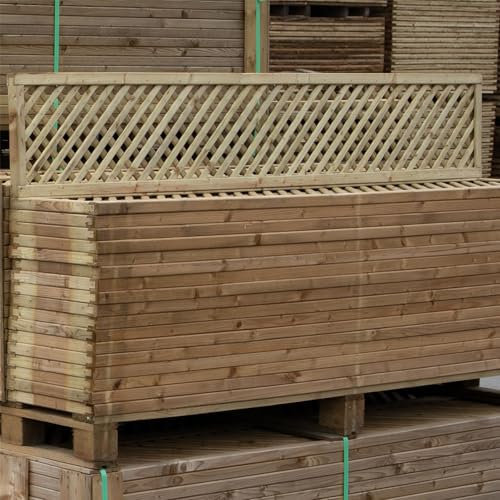 Premier Framed Diamond Elite Rounded Edge Smooth Lattice Trellis Pressure Treated Fence Topper Panel or Wall Climber Width: 6ft (183cm) x Height: 1ft (30cm) Privacy 20mm x 20mm Hole Design