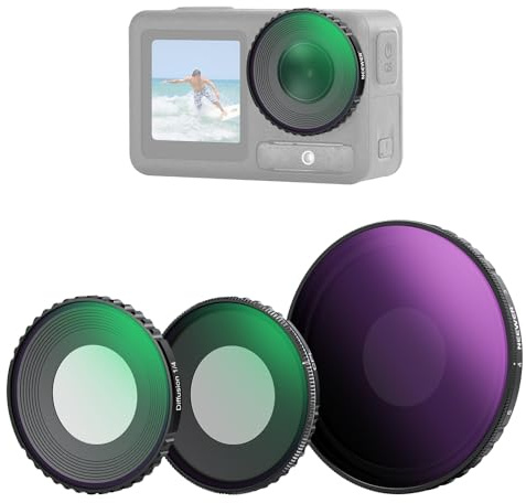NEEWER ND Filter Kit Compatible with DJI Osmo Action 5 Pro/4, Variable ND8-32 (3-5 Stops) + CPL + Black Diffusion 1/4 Screw On Filter Multicoated HD Optical Glass Action Camera Accessories, FL-52