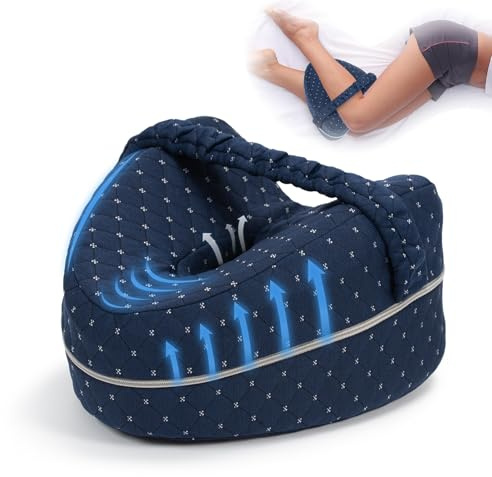 Kunoli Knee Pillow, Leg Pillow with Memory Foam Pillow Core, Ergonomic Design Relieves Back/Hip/Joint Pain and Sciatica with an Extra Replacement Pillowcase for Side Sleepers and Pregnant Women