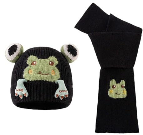Cuwtheugwg Echarpe Et Gants Bonnet Ensemble D’Hiver Pour Fille Garçon Tour De Cou Enfant Rouge 8 Ans Polaire Sous Casque Gant Velo 2-3 Avec Doublure Double Épaisseur (Le noir,2-10 ans)