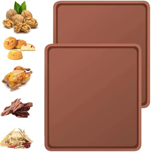 YXHZVON 2 Piezas Swiss Roll Cake Mat Grande, Bandejas de Silicona con Bordes, Alfombrilla de Silicona para Hornear Antiaherente para Cocinar, Hornear, Galletas (Marrón)