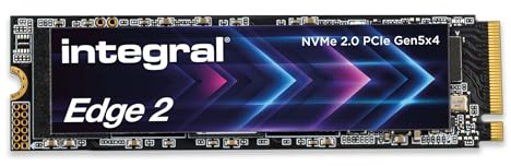 SSD Integral Edge 2 Gen 5 2 TB PCIe 5.0 M.2 2280 NVMe, Lecture de 15 000 MB/s et écriture de 14 000 MB/s Ultra-Rapides - Gaming Rapide, Montage vidéo 4K/8K, création IA, Rendu 3D