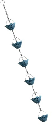 Antique Rain Chain Metal Flower Cup Rain Catcher Decorative Splashless Outdoor Use Water Guide Durable Metal Rain Catcher Chain