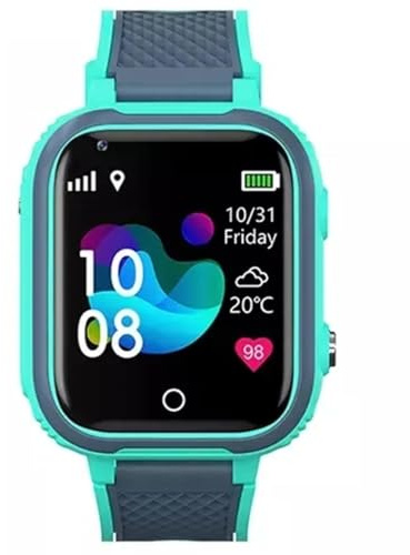 Derwye Turkos barnsmartwatch GPS med SIM-kort (krävs) - smartklocka för pojke/flicka med samtal, GPS-spårare, SOS-knapp, föräldrakontroll och pekskärm