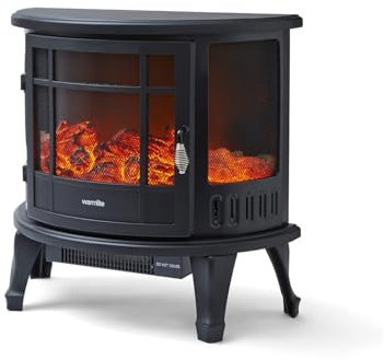 Warmlite WL46017 Bath Log Effect Fire with Adjustable Temperature and Flame Controls, 1800W, Black