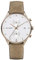 PAUL HEWITT Chronograph Herren Chrono Line White Sand - Herren Chronograph Edelstahl (Bronze), Armbanduhr Männer mit Stoppuhr und Canvas-Armband (Hellbraun), weißes Ziffernblatt