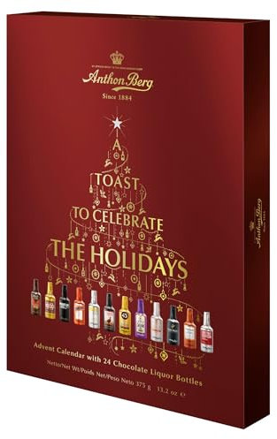 Anthon Berg Calendario dell'Avvento con 24 bottiglie di liquore al cioccolato 375g