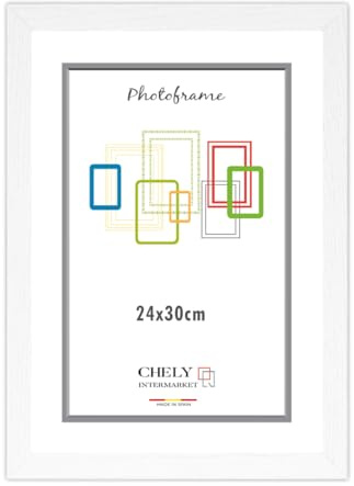 CHELY INTERMARKET | 24B2A | marco de fotos 24x30cm (Blanco) MOD-272 | Estilo galería | Marco de madera para Decoración de Casa | Fotografías de Boda | moldura con relieve.(272-24x30-0,70)