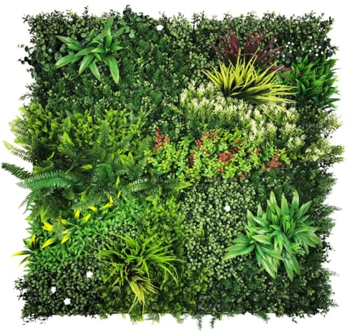 Artificial Plant Flower Living Wall Panels Realistic- Indoor/Outdoor - 1m x 1m - Home, Garden, Office, Cafe, Shop, Salon, Wedding (Lush Lonsdale)