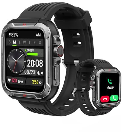 Yukigefe Smartwatch mit Telefonfunktion, 1.8 Touchscreen Smart Watch Unisex mit Alexa, IP68 Wasserdicht, Fitness Tracker mit 100+ Sportmodi, Herzfrequenz/Blutsauerstoff/Stress/Schlafmonitor