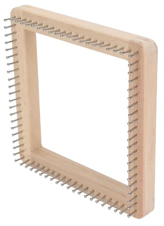 Telar de Madera, Multifuncional Tabla de Tejer Hecha a Mano con Diseño de Gancho, Telar Cuadrado de Madera Hecho a Mano para Tejer Bufanda, Sombrero, Chal, Niños y Adultos