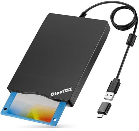 Junterone Lecteur de Disquettes 3,5 Pouces Externe USB Type A&C Lecteur de Disquettes Lecteur de Disquettes pour Ordinateur Portable pour 11/10