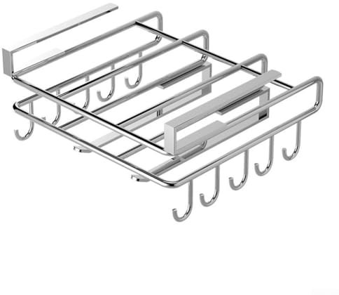 Estante colgante de cocina, bandeja de almacenamiento sobre la puerta, organizador de puerta de armario para almacenamiento de trapos de cubierta de ollas (plateado)
