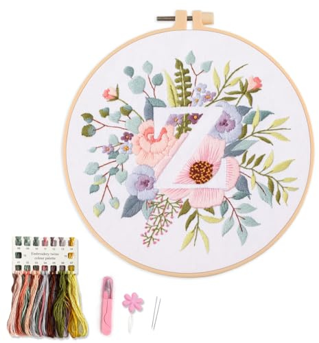 Myfelicity broderikit för nybörjare och vuxna, blommig och bokstavsdesign (426-Z)