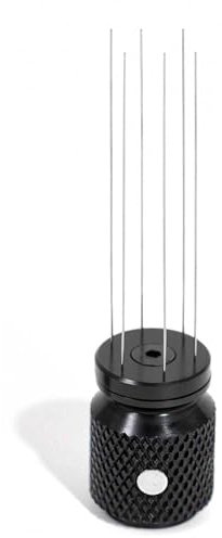 NEOUZA Kaffe WDT tillbehör för distributionsverktyg, aluminiumhandtag, inbyggd magnetdesign, 0,4 mm 6 rostfria nålar (svart magnet)