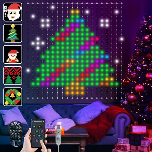 Ciskotu® Tenda Luminosa Natale, 86+ Modalità RGBIC Intelligente Curtain Lights, DIY Modello Dinamico con 400 LEDs, IP65 Impermeabile Tenda Luci LED per Natale (2 x 2M)