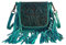 Carmelita Handtasche Schultertasche Westerntasche Fransen Leder Prägung (Türkis)