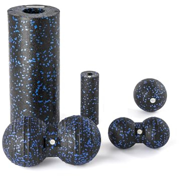 Phoenix Fitness Massage Roller Set - 5-Piece High-Density EPP Foam Roller & Massage Balls for Deep Tissue Muscle Recovery & Pain Relief - Portable Fascia Kit for Athletes with Carry Bag for Home & Gym