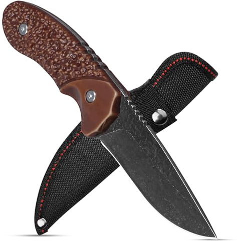 Plys Cuchillo Supervivencia de Hoja Fija Cuchillo Bushcraft Hoja Lavada a la Piedra Cuchillos Caza para Camping