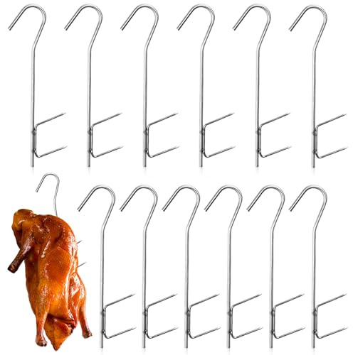 VEGOATY 12 Stück A&N Räucherhaken Fisch Set V-Form, 21cm Fischhaken zum Räuchern auch Fleisch, Käse & Mehr räuchern, Räucherhaken für Forellen, Zubehör für Profi- und Hobbyräucherer, Fisch Räuchern