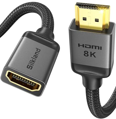 Silkland 8K HDMI Extension Cable 3.3FT/1M HDMI Extender 2.1, 8K@60hz 4K@120hz HDMI Male to Female Adapter,Ultra High Speed 48Gbps HDMI Cord Compatible with Fire Stick Roku TV Blu-Ray Laptop PS5/4 Xbox
