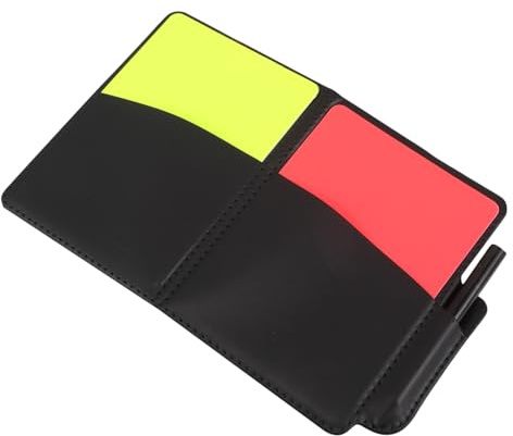 Gatuida Set Cartons Arbitre Football Rouge et Jaune Épaissis avec Carnet en Cuir PU pour Matchs de Football et Volley-Ball Équipement Polyvalent pour Arbitrage