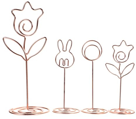 Toyvian 4 Clips para Sujetar Tarjetas de Aleación de Aluminio para Fotos y Porta Cuadros Base en Espiral en Fiestas para Centros de Mesa y Escritorio