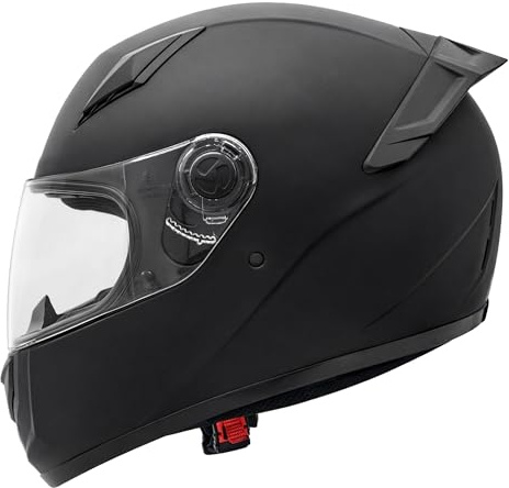 Zorax ZOR-817 Full Face Motorcycle Helmet - Matt Black M (57-58cm) | Road Legal ECE 2206 Motorbike Helmet Anti-Scratch Visor Multi-point Air Ventilation Soft and Breathable Padding