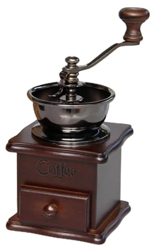 Molinillo de café - Máquina retro de manivela de madera, mini molino manual para el hogar | Vintage Burr Espresso Bean trituración herramienta cocina estilo antiguo regalo decorativo