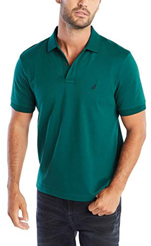 Nautica Men's Classic Fit Short Sleeve Soft Cotton Polo Shirt, Tidal Green Solid, Medium