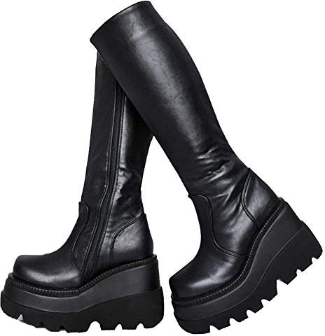 UMore Stiefel Damen Overknee Stiefel Plattform Stiefel Keilabsatz Plateau Thigh High Boots Damen Stiefel Winter Langschaftstiefel Lange Röhre Overknee-Stiefel