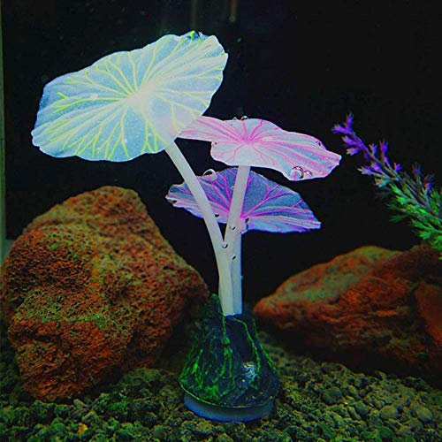 Plante aquatique artificielle fluorescente pour aquarium - Plantes en plastique réutilisables avec ventouse - Couleur aléatoire et fabrication exquise