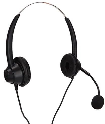 RJ9 Telefonheadset, Brusreducering Bekväm Binaural Trådbunden Företagshörlur med Mikrofon, för Callcenter, Kundtjänst, Konferenssamtal