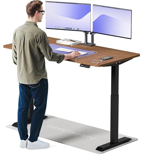 Desktronic HomeOne Standing Desk – 160 x 80 cm Height Adjustable Desk with Electric Dual Motor, Touchscreen Controller & Integrated USB/USB-C, 3 Memory Presets
