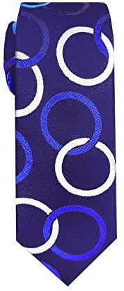 Remo Sartori - Schmale Damen-Krawatte aus Seide mit Kreis, hergestellt in Italien, blau, Einheitsgröße