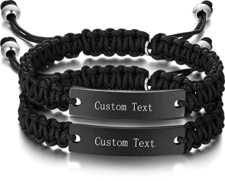 VNOX Bracelet Couple Infinity Symbole Coeur Acier Inoxydable Tissé à la main Couple Bracelet Yin Yang pour elle et son Partenaire Valentine Cadeau (FBM-5)