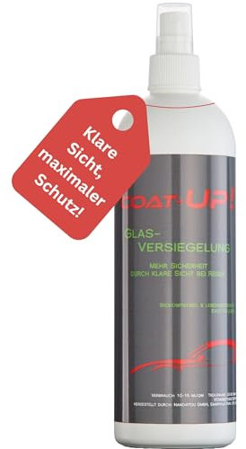 COAT-UP Scheibenversiegelung Auto | Nano Versiegelung | Regenabweiser mit Abperleffekt | Glasversiegelung für mehr Sicherheit durch klare Sicht bei Regen (500 ml)