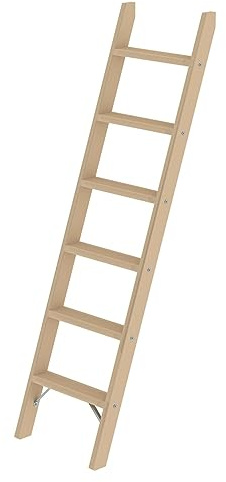 PROREGAL Stufen-Anlegeleiter Holz ohne Traverse | 6 Stufen | Leiter, Teleskopleiter, Trittleiter, Bockleiter, Sprossen-Doppelleiter