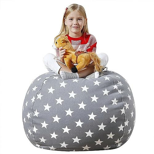 Bag Toy Storage, Bean Bag Seat Cushion, Soft, Toy Storage Bag, Plush Bean Bag Cushion, Comfortable, Durable, Toy Storage Bag for Reading and Storing Toys （No Filling）(Star Grey, 18in)