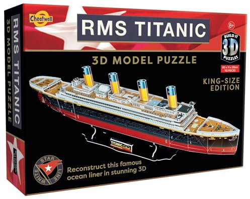 Cheatwell Games - BYO Large Scale 3D Puzzle of The Titanic - Model Kits Ship, Jigsaw Family Puzzles and Cruise Ship 3-D Puzzles Gifts for Kids and Adults, 113 Pieces