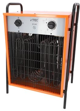 BTEC Heizlüfter 22000 Watt - Elektroheizer - 3 Heizstufen - Frostwächter - Perfekt für Baustelle, Werkstatt, Garage - Heizstrahler - 22kW Heizer