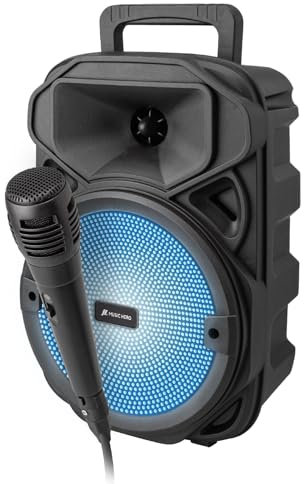 Music Hero speaker con microfono a filo per karaoke, speaker wireless, con supporto per smartphone