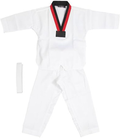 VGEBY Taekwondo-Uniform für Kinder, Bequem, Langlebig, Taekwondo-Trainingsuniform, Atmungsaktiv, Weich, für Kinder, Sport-Karate-Uniform, Kinder-Taekwondo-Dobok mit Gürtel für das (S)