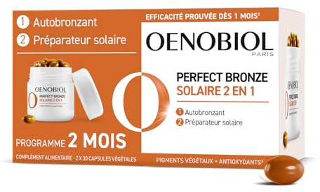Oenobiol - Perfect Bronze Solaire 2-en-1 - Autobronzant et Préparateur Solaire - Efficacité Prouvée dès 1 Mois - Programme 2 Mois – 2x30 Capsules