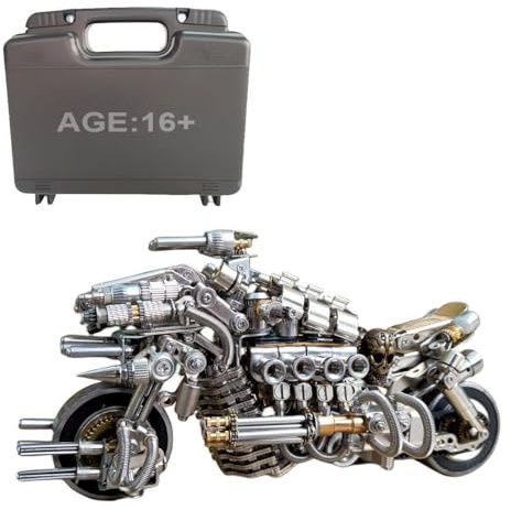3D Metal Puzzle Model Kit, Desperate Pursuit Motorcycle 3D Mechanical DIY Assembly Craft Kit, 3D Jigsaw Puzzle for Adults Teens to Build - 600+ Pieces